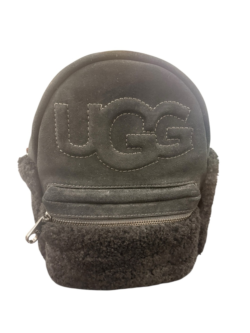 UGG Black Shearling-Trim Backpack